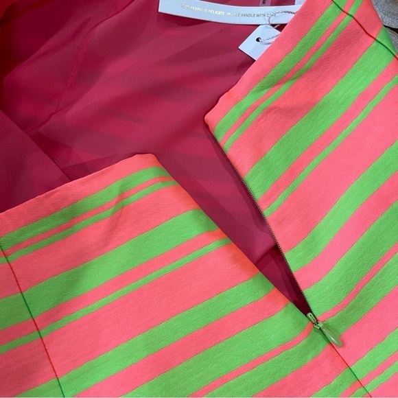TRINA TURK NWT Size 10 High Rise Rico Striped Jacquard Mini Skirt Pink/Green - Picture 16 of 16